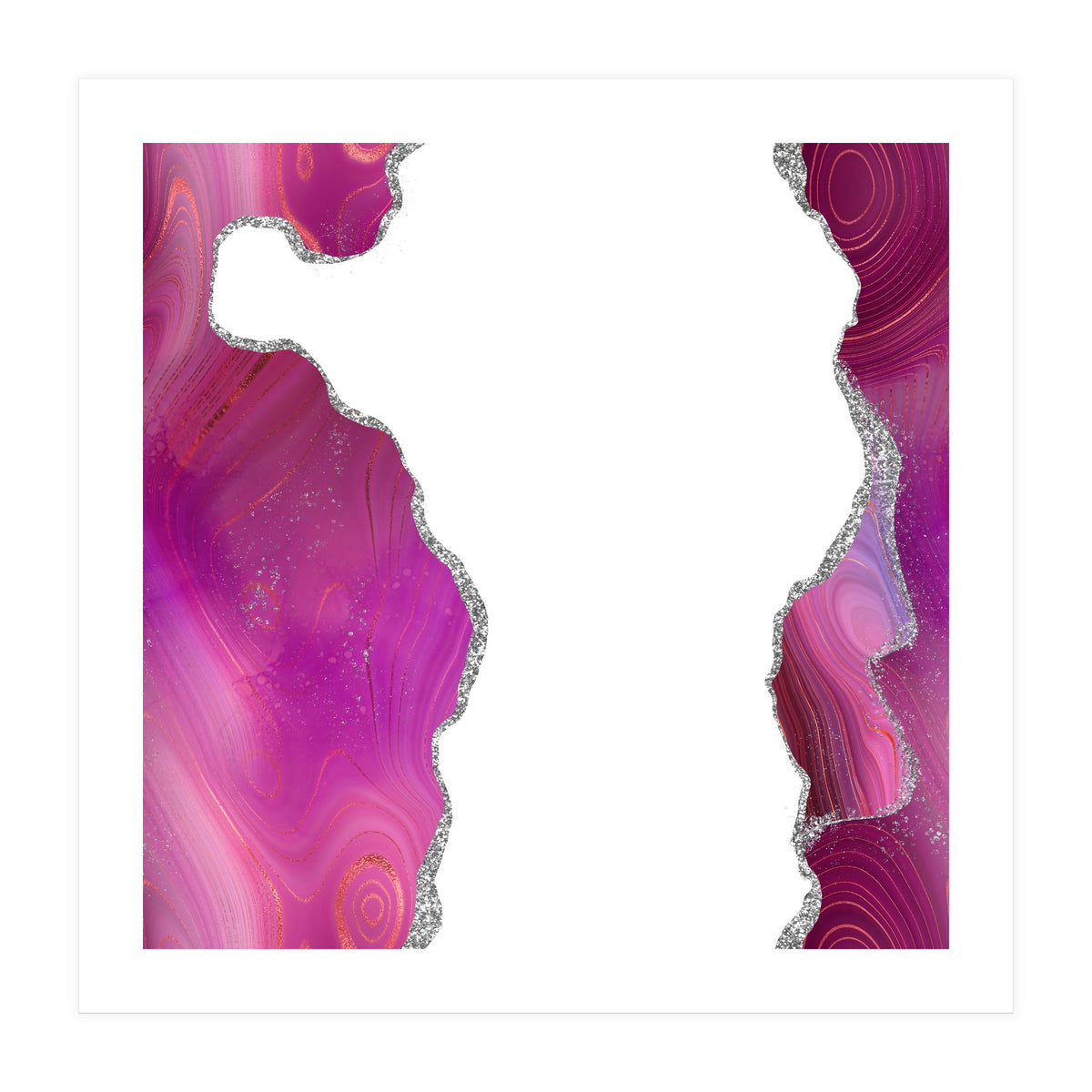 Magenta & Silver Agate Texture 06  (Print Only)