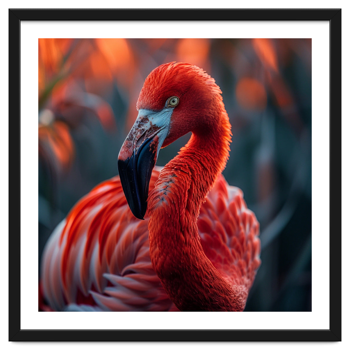 Vibrant Flamingo Close Up Portrait Outdoor Nature