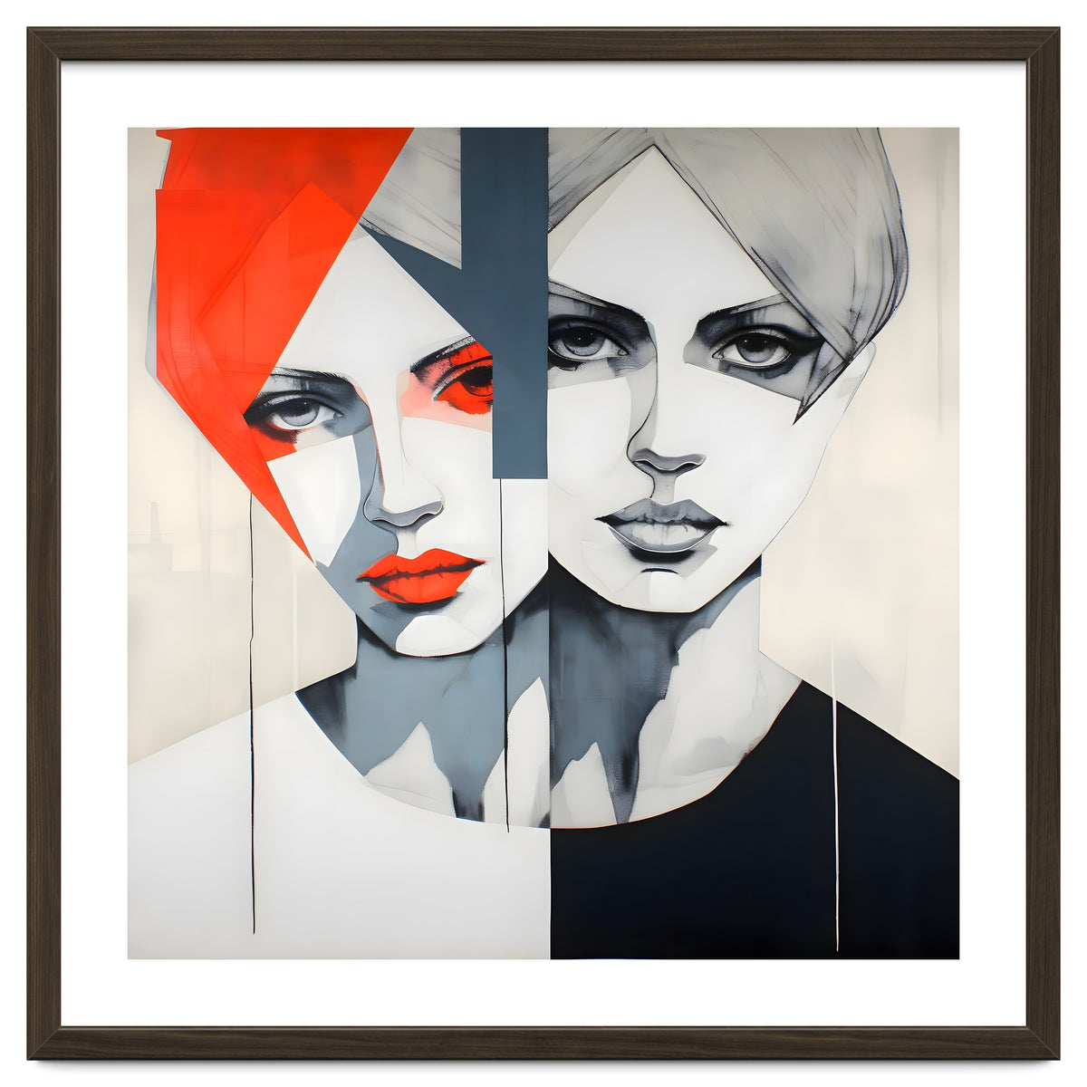 CHIC, Fashion in it's simplist form, two chic women head and shoulders portrait.