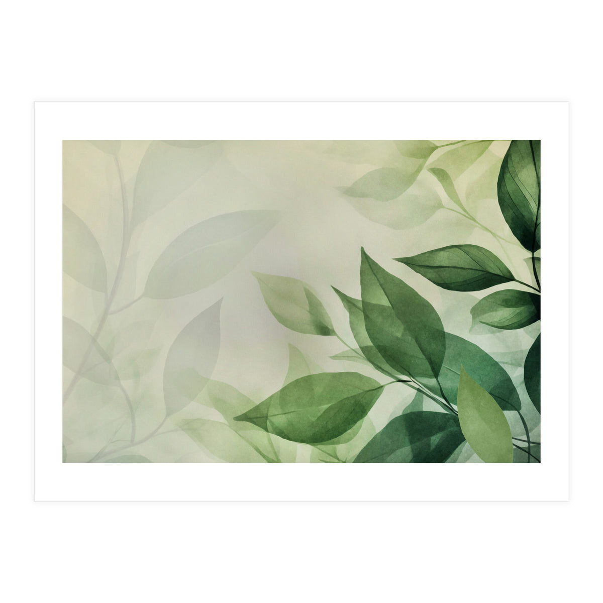Botanical Serenity Green Leaves (Print Only)