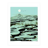 Dreamy Lake, Pastel Nature Botanical Jungle Landscape, Travel Pond Forest Plants Bohemian, Eclectic Scenic (Print Only) thumbnail