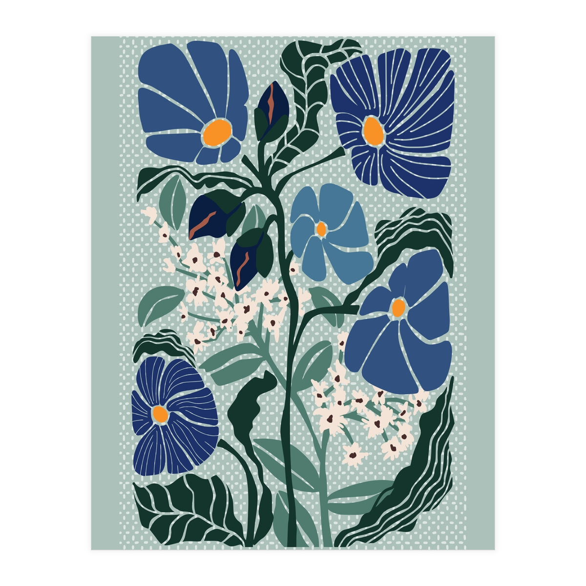 Klimt Flowers Light Blue (Print Only)