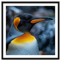 Close Up Of King Penguin In The Rain