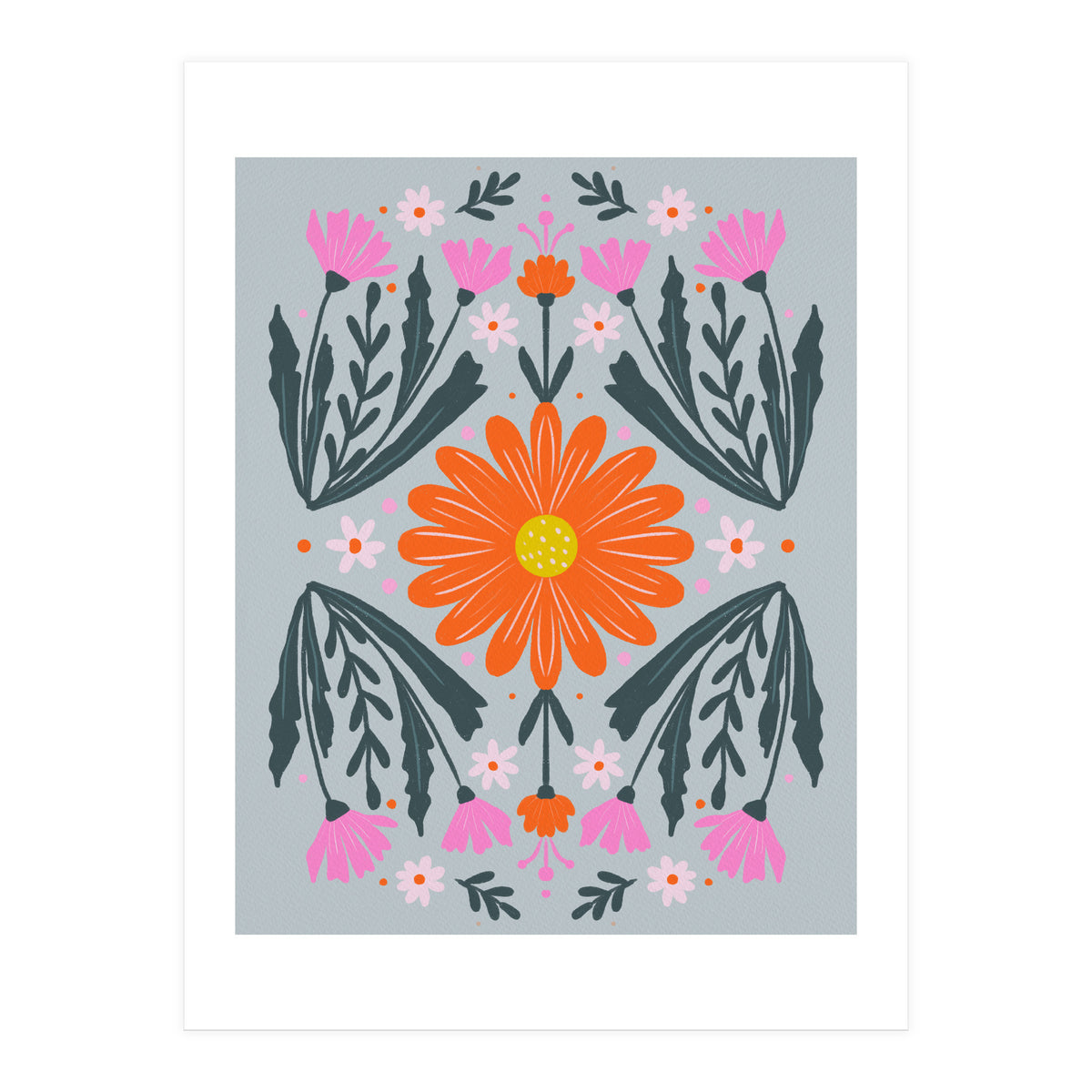 Orange Flower with pink buds (Print Only)