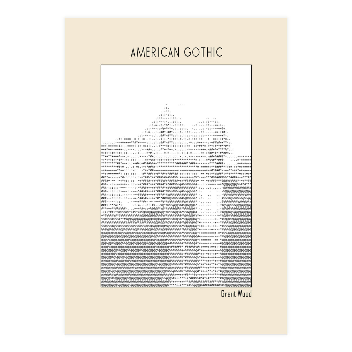 American Gothic – Grant Wood (ascii Art) (Print Only)