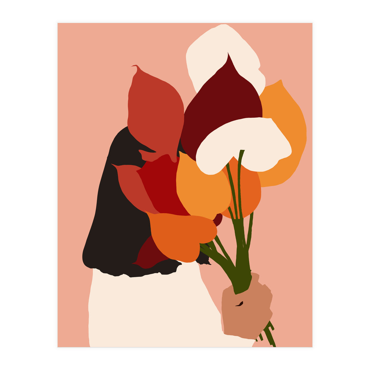 The Comfort Zone, Pastel Bohemian Woman, Floral Self Care Self Love Positivity Growth, Eclectic Boho Concept (Print Only)