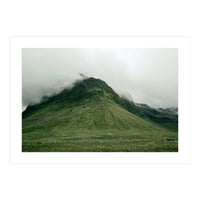 Green mountain covered in clouds - Iceland (Print Only)