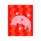 Pink Cat Wavy Background (Print Only) thumbnail