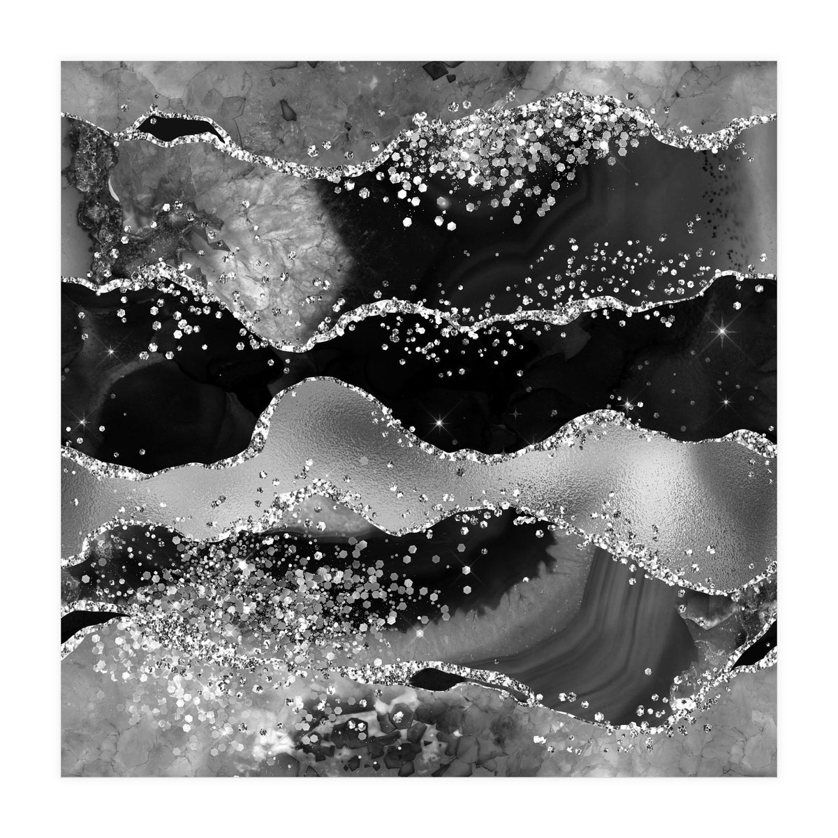 Black Glitter Agate Texture 07  (Print Only)