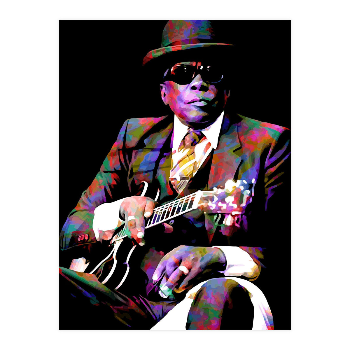 John Lee Hooker American Blues Musician Legend Colorful Art (Print Only)