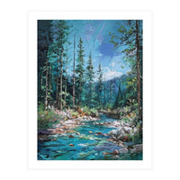 Whispers of the Azure Creek: A Textured Journey (Print Only)
