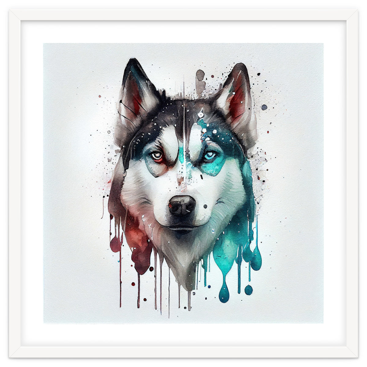 Watercolor Siberian Husky Dog