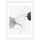 Abstract Black And White Flowing Lines And Shapes On White Background thumbnail