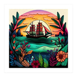 Folk Sunset Sailing Ship (Print Only) thumbnail