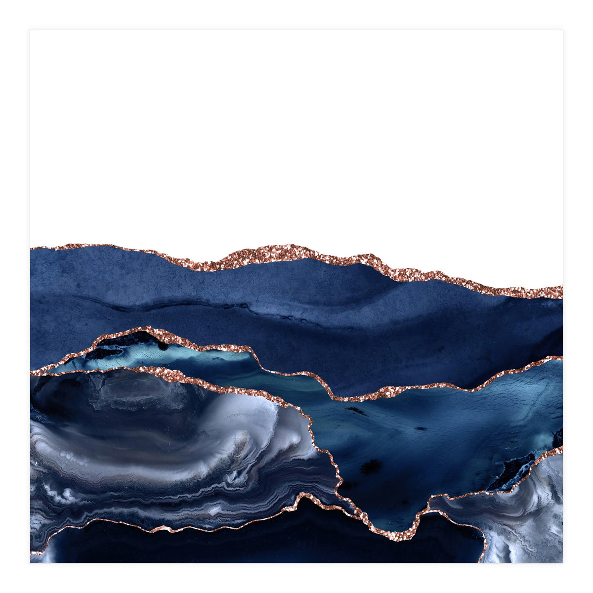 Navy & Rose Gold Agate Texture 21 (Print Only)
