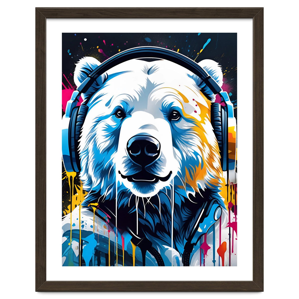 Polar Bear In Headphones, Graffiti