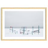 Playground in the winter snow beach thumbnail