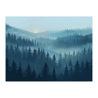 Misty Evergreen Forest: Moody Atmospheric Landscape (Print Only)