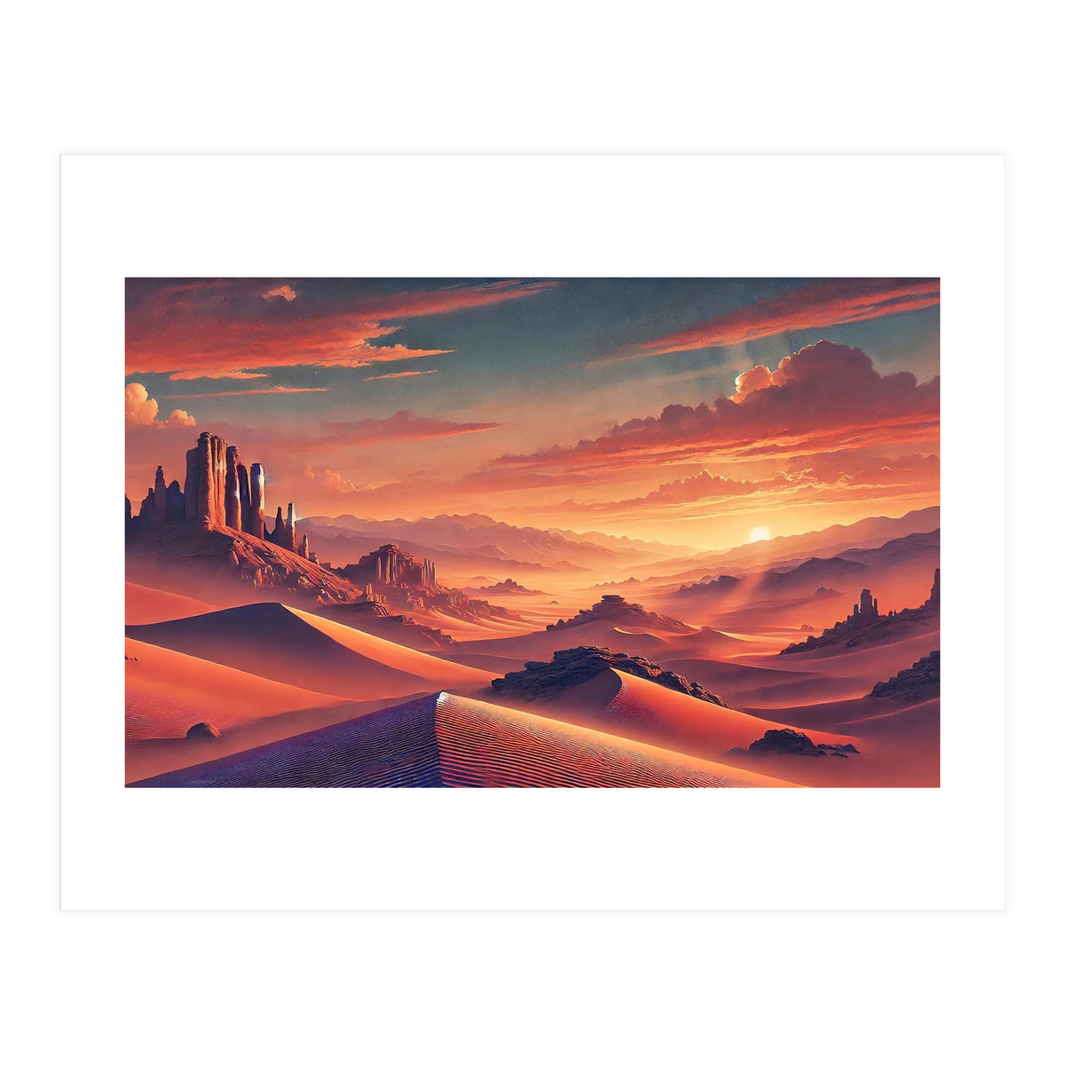 Vintage Chile, Atacama Desert Sunset Poster (Print Only)