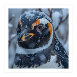 Penguin In Snow Falling Close Up Portrait (Print Only) thumbnail