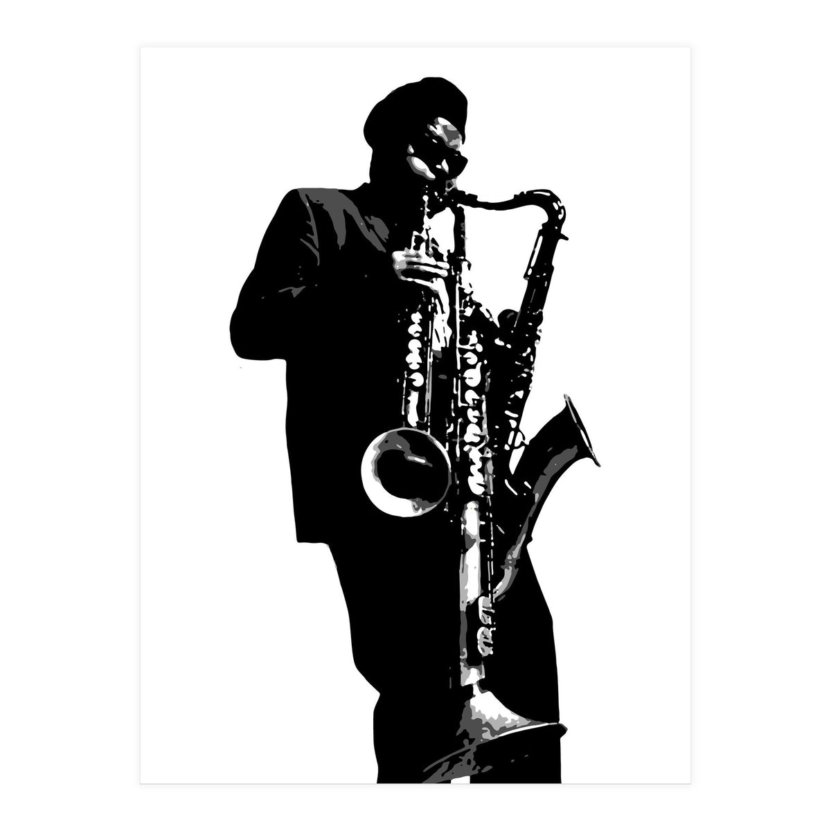 Rahsaan Roland Kirk Jazz Music Legend in Grayscale (Print Only)