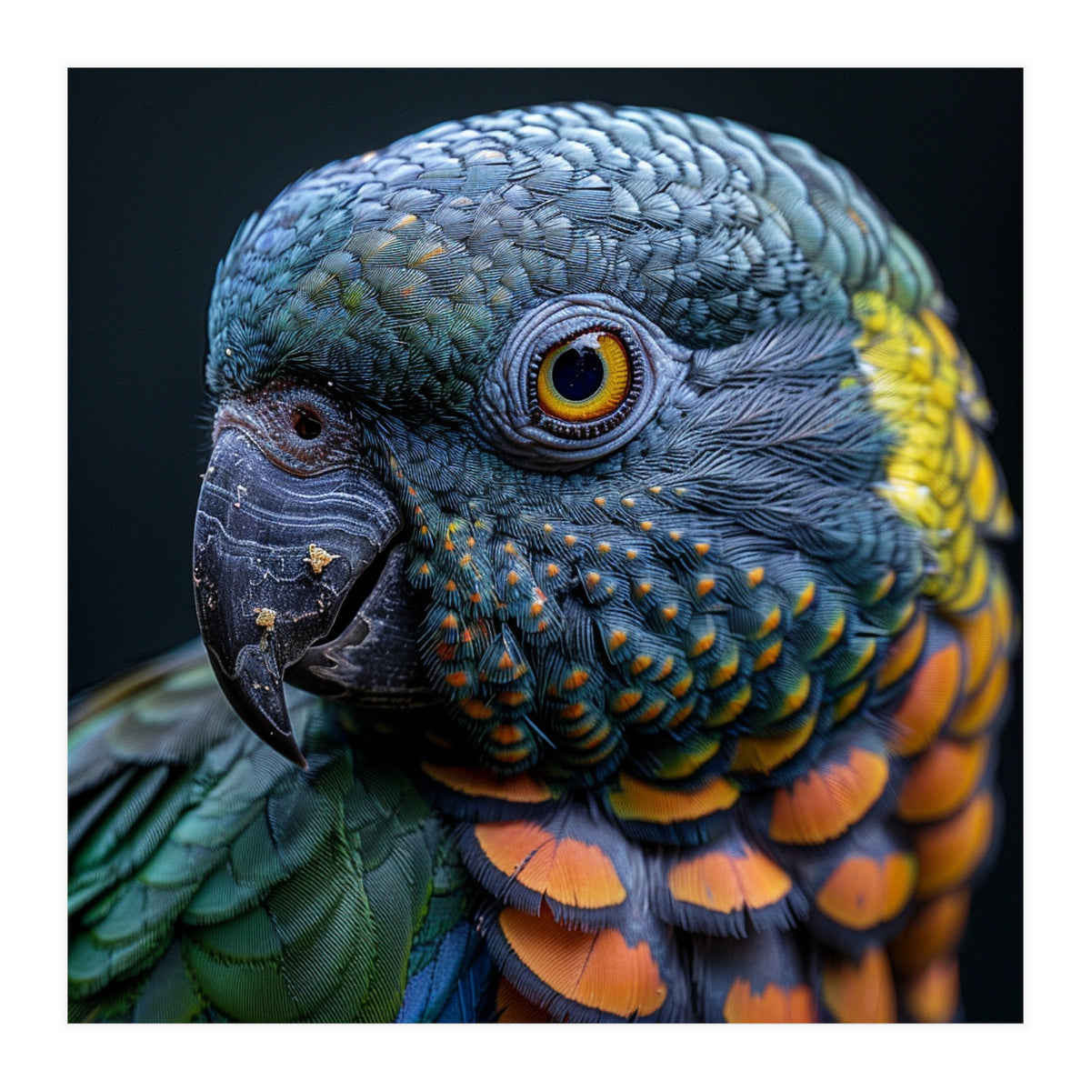 Close Up Portrait Of A Colorful Parrot's Face (Print Only)