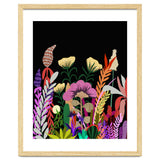 Dark Garden, Eclectic Bold Floral Botanical Nature, Colorful Mystery Bohemian Flowers Plants thumbnail