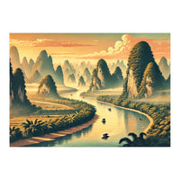 Vintage China, Guilin Karst Mountains Poster (Print Only)