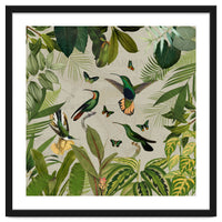 Vintage Exotic Hummingbirds Jungle