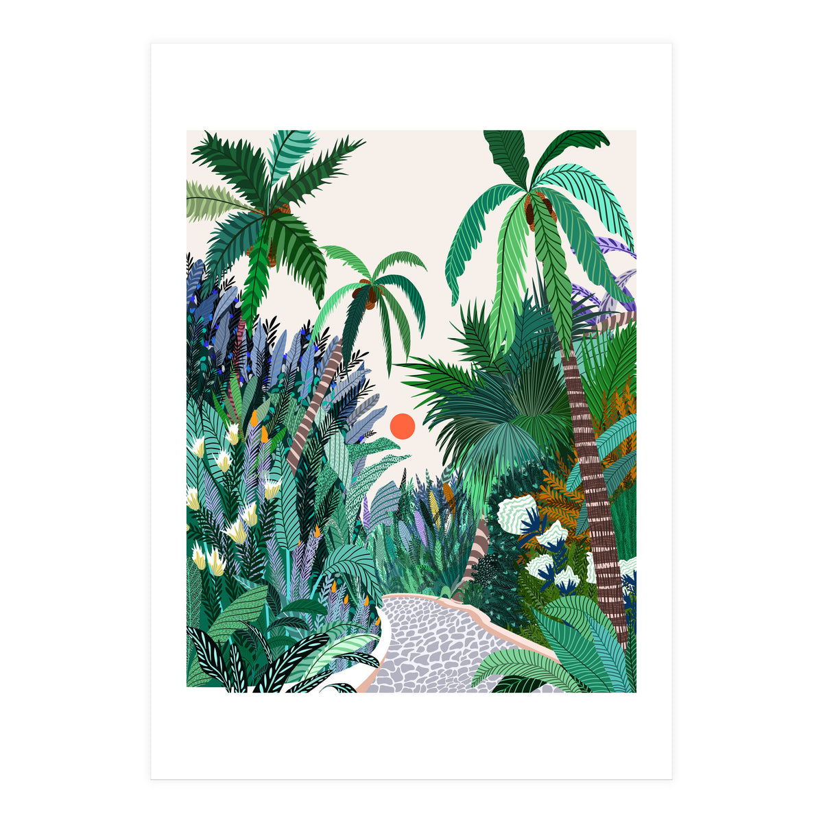 The Urban Jungle Route, Botanical Tropical Nature Plants, Forest Bohemian Eclectic Trees, Exotic Garden Palm Travel Boho (Print Only)