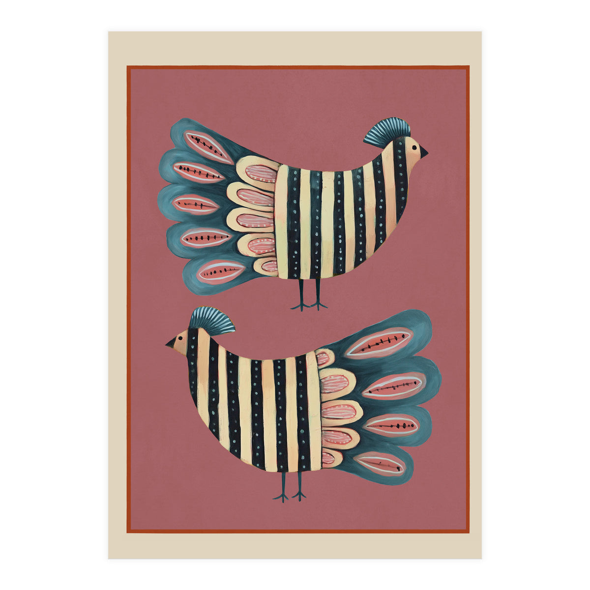 Striped Bird Pair I (Print Only)