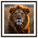 Majestic Lion Face In Golden Hour Sunlight thumbnail