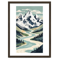 Majestic Alpine Peaks: Organic Modern Landscape Art
