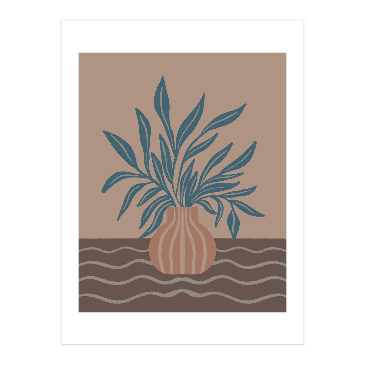 Modern Vase with Tropical Leaves (Print Only)