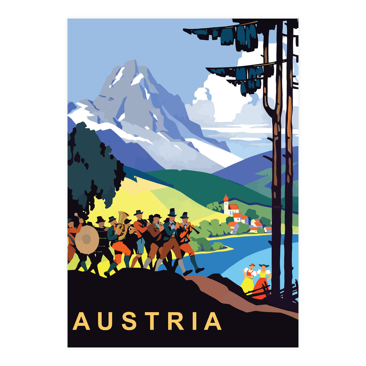 Austria, Music Orchestra on Picnic (Print Only)