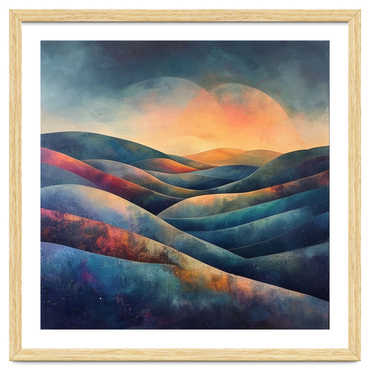 Abstract Ethereal Rolling Hills at Sunset