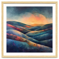 Abstract Ethereal Rolling Hills at Sunset