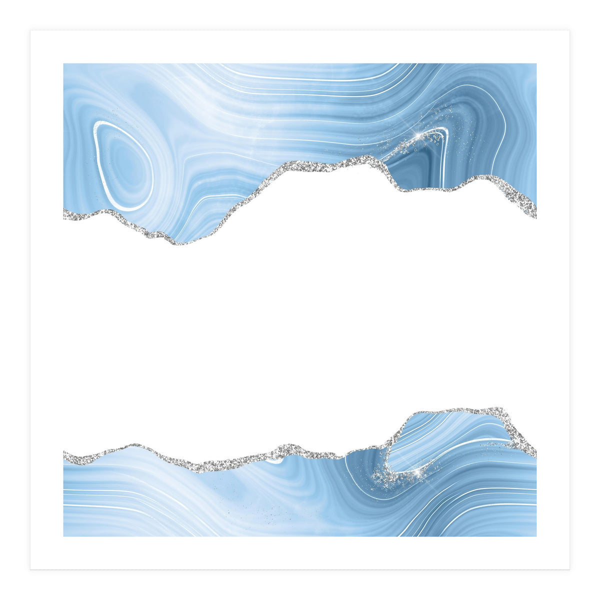 Blue & Silver Agate Glitter Texture 08 (Print Only)