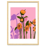 Golden Sunflowers Inside, Botanical Nature Floral Plants Painting, Blush Meadow Blossom Spring, Summer Bohemian Eclectic Positivity thumbnail
