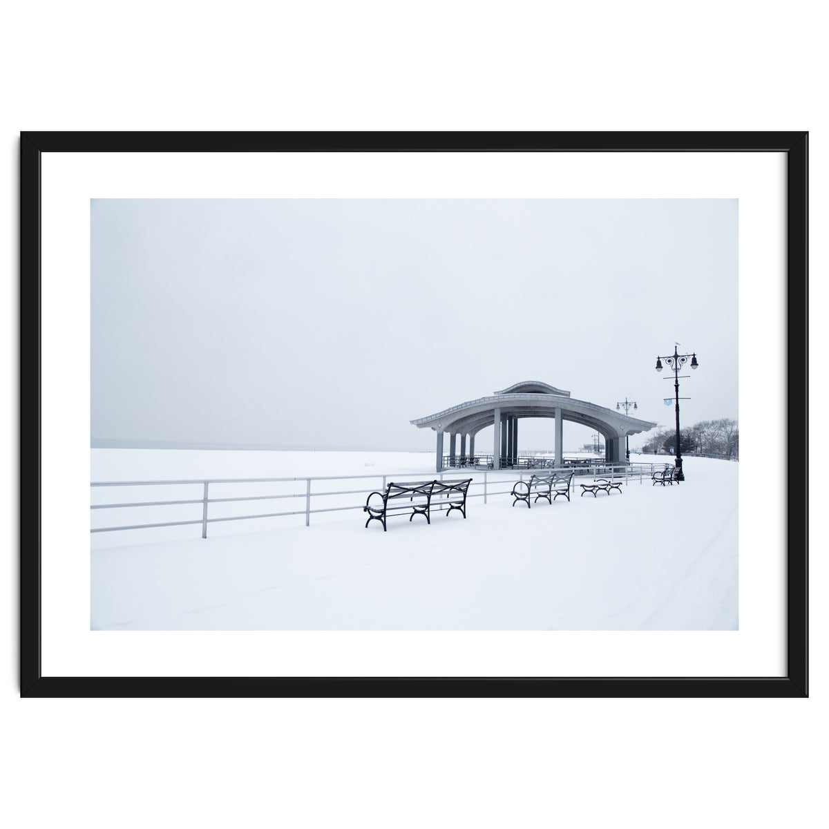 Benches in the Winter seascape