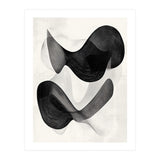 Abstract Black And White Flowing Organic Shapes With Texture (Print Only) thumbnail