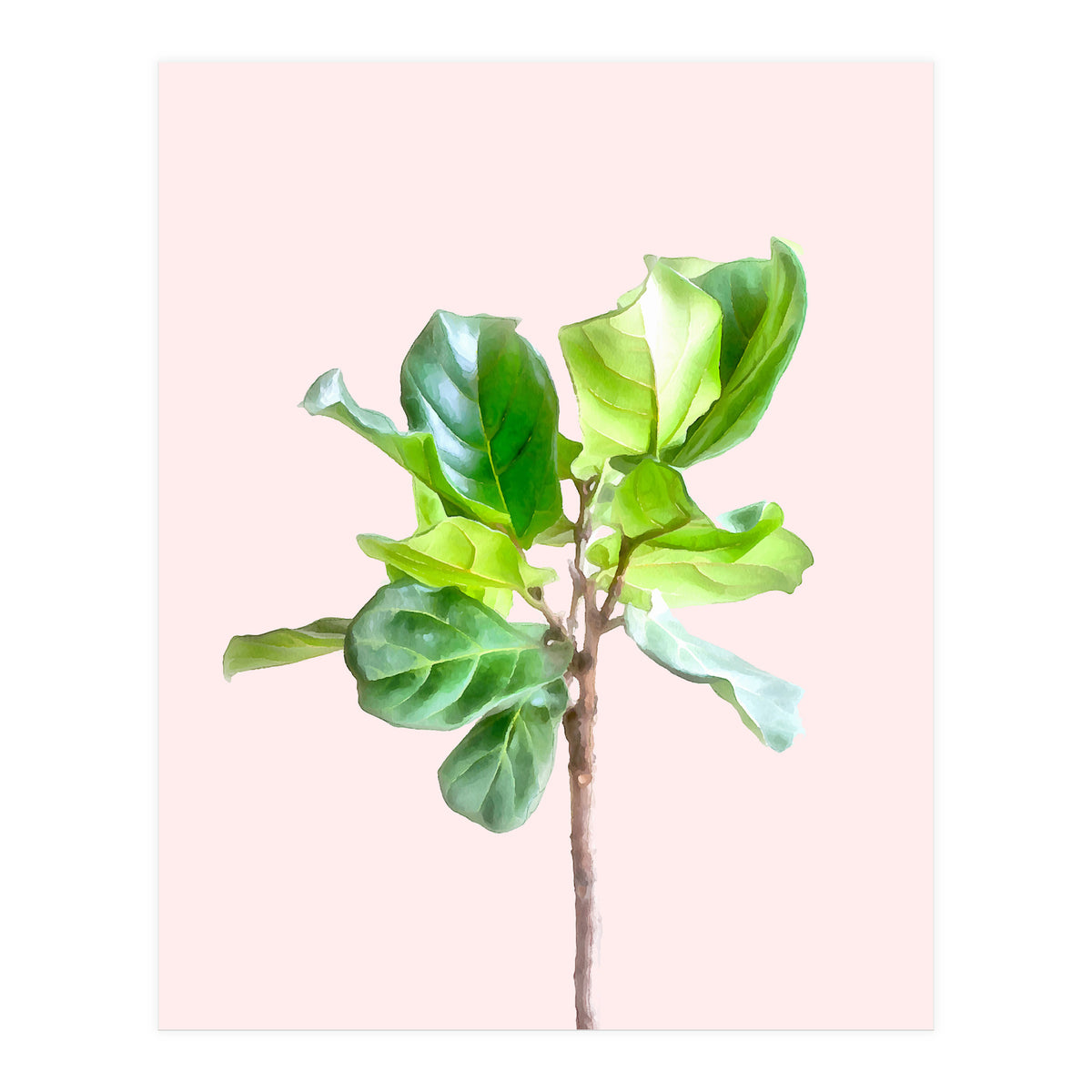 Intimate Energy, Blush Pastel Botanical Plant Minimal Painting, Pink Green Nature (Print Only)