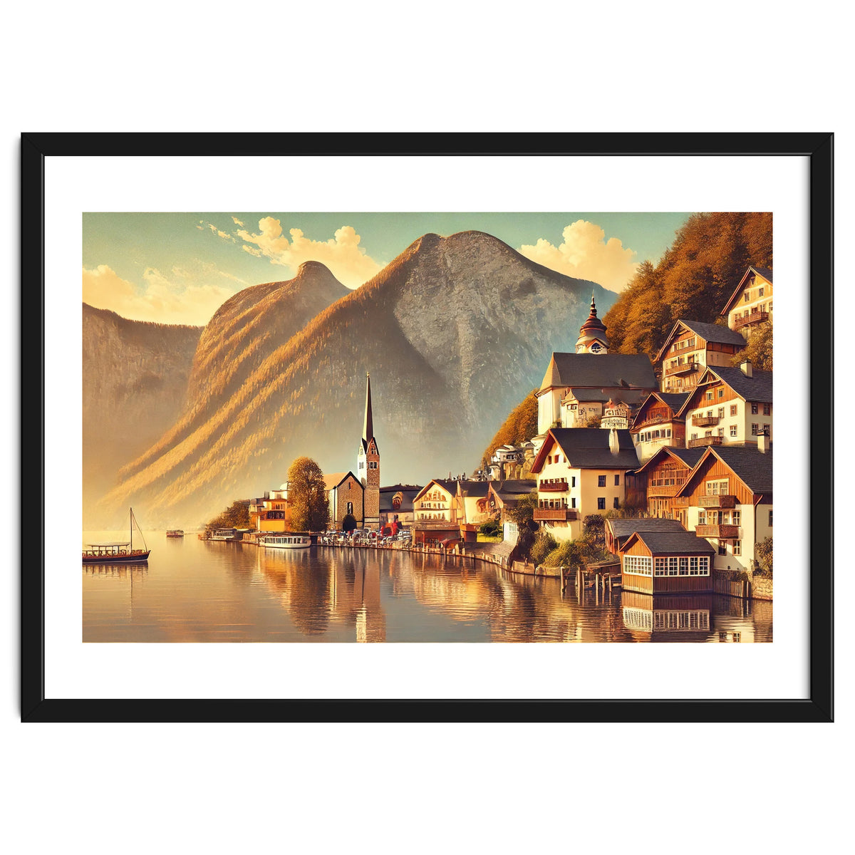 Vintage Hallstatt Poster, Austria