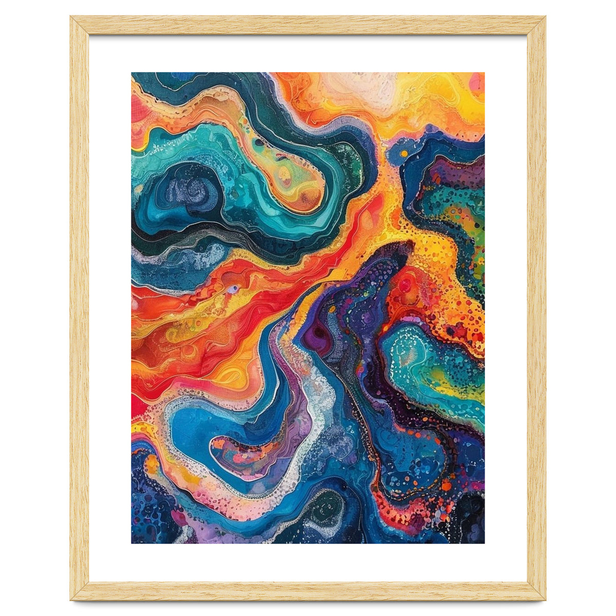 Vibrant Fluid Acrylic Pour Abstract Art