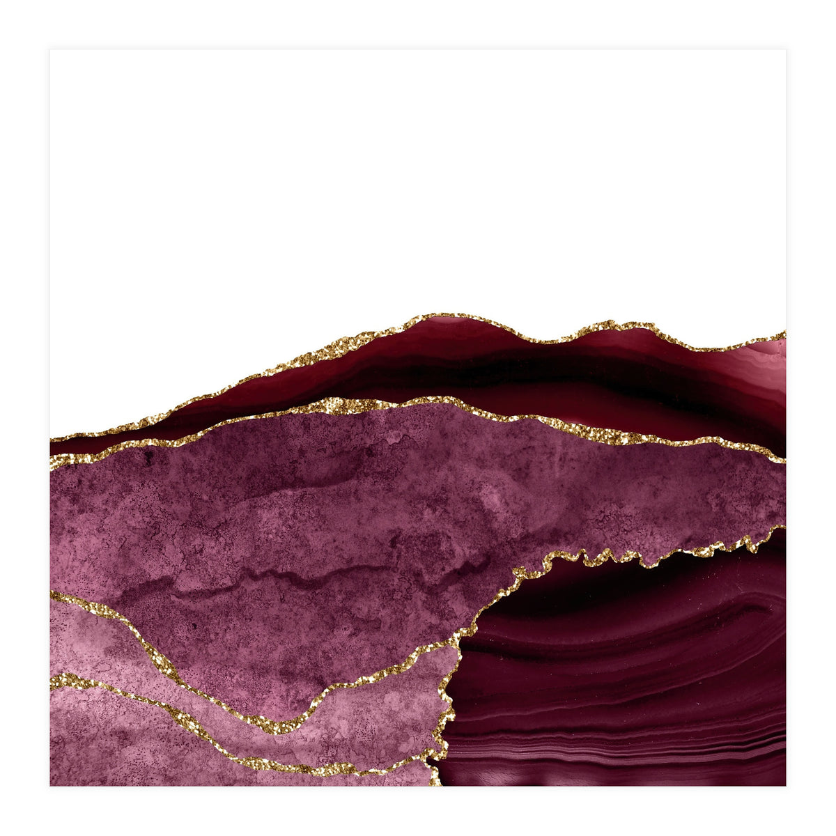 Burgundy & Gold Agate Texture 28 (Print Only)