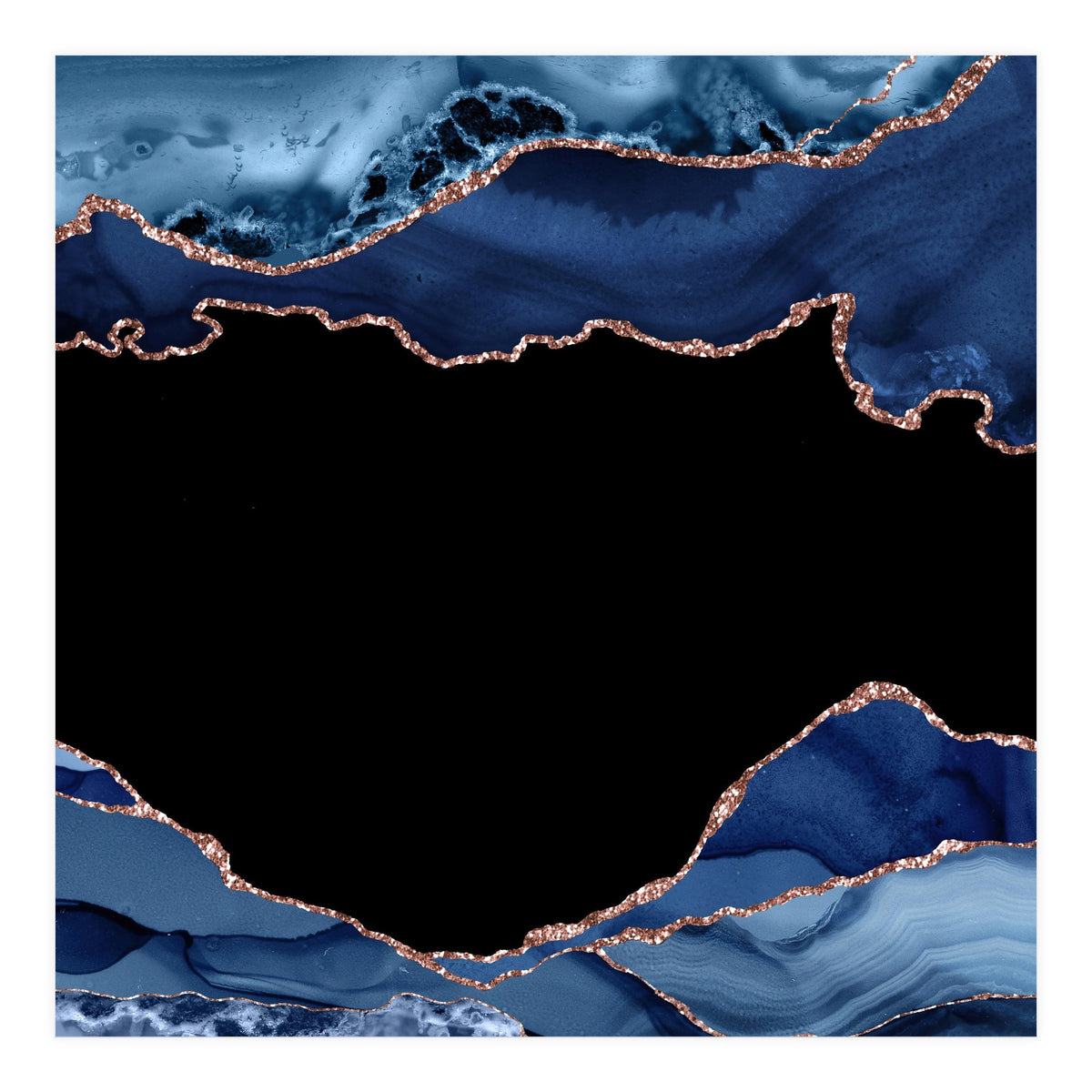 Navy & Rose Gold Agate Texture 18 (Print Only)