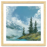 Ethereal Alpine River Valley with Snow-Capped Mountains thumbnail