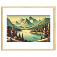 Vintage Alpine Lake Poster