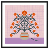 Tulips in a vase - orange and violet thumbnail