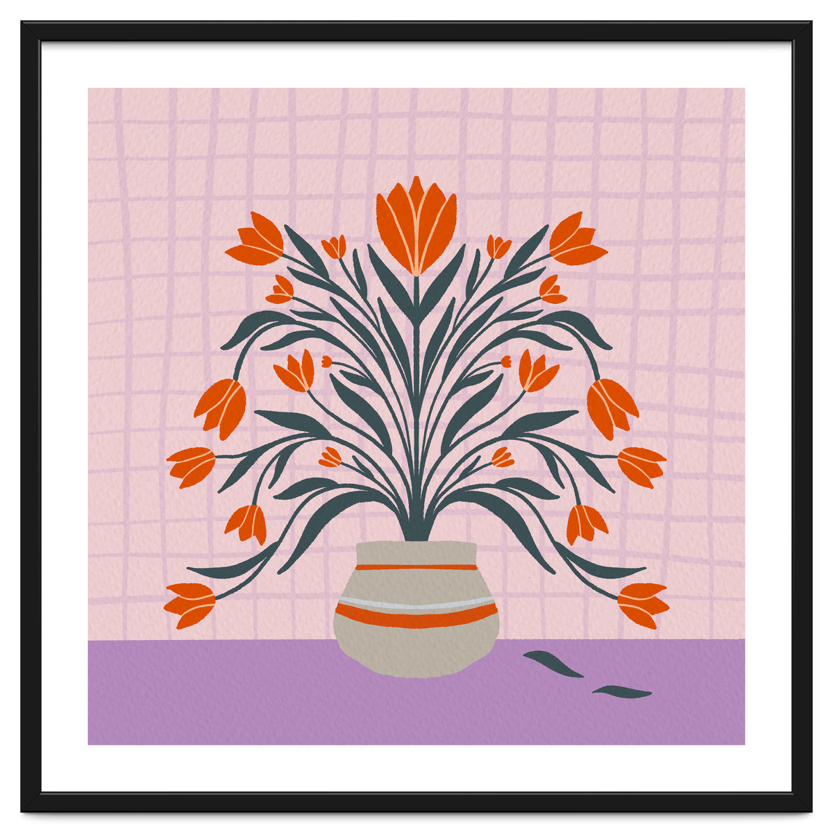 Tulips in a vase - orange and violet